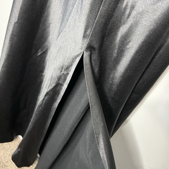 Jenny Woo Evening Gown Womens 8 Black Satin Halter Maxi Formal Dress Bridesmaid - Picture 8 of 13